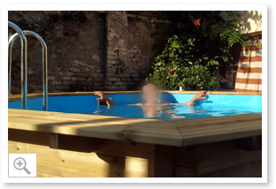 Montaggio piscina in legno esagonale fuori terra JARDIN 354 da giardino - Foto 7