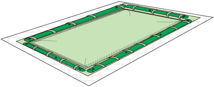 Copertura invernale per piscine interrate con fascette e tubolari 6x3 m - 400 g/m² - Cover