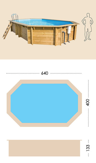 Piscina in legno fuori terra da esterno WEVA LUXE 640 - h.133 cm: specifiche tecniche