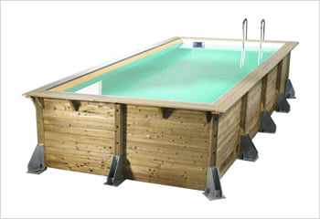 Kit piscina della  piscina in legno fuori terra da esterno Ocean 505x350 Liner azzurro: struttura in legno