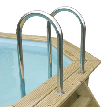 Kit piscina della  piscina in legno fuori terra da esterno Ocean 550x355 Liner sabbia: Scala interna in acciaio