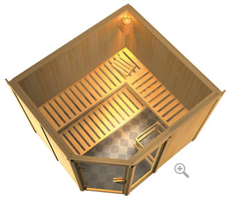 Sauna finlandese classica Fedora 3 coibentata - sezione vista dall'alto