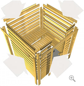 Sauna Finlancese classica da casa in kit in legno massello di abete 38 mm Selenia: Assemblaggio facile e veloce