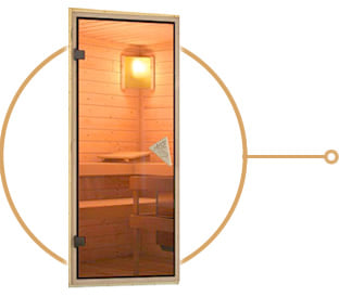 Sauna finlandese classica Fedora 3 coibentata: Porta classica in vetro bronzato